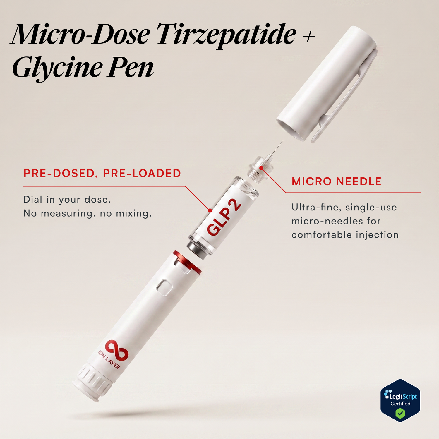 Microdose Compounded Tirzepatide + Glycine Pen – product image 1